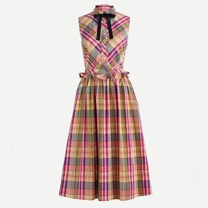 J.Crew Shirtdress in Plaid with Removable Necktie Size 10